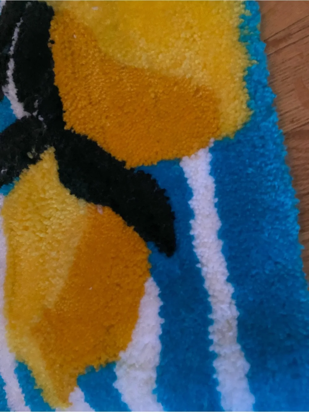 Blue Stripe Lemon Wall Accent Rug - Yellow & Black Design